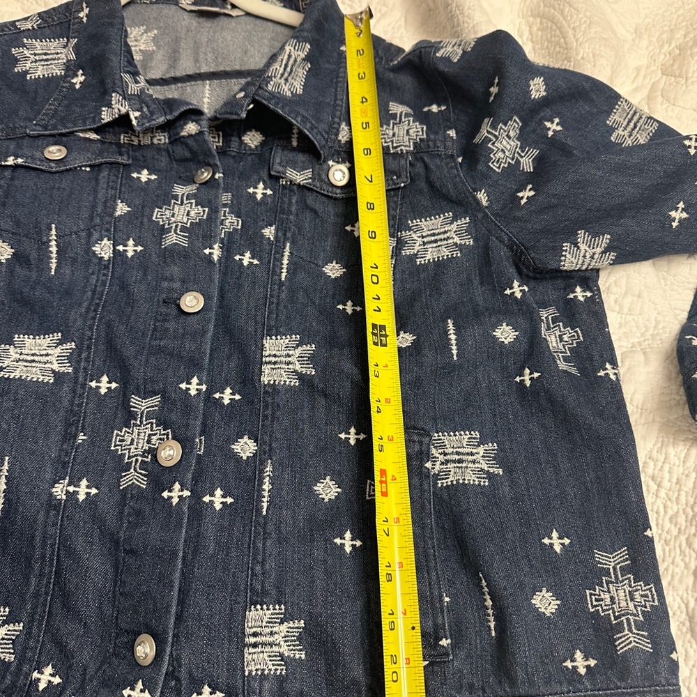 Laura Ashley Denim Southwest Embroidered Rhinestone Button jean jacket Sz 2X - Picture 5 of 7